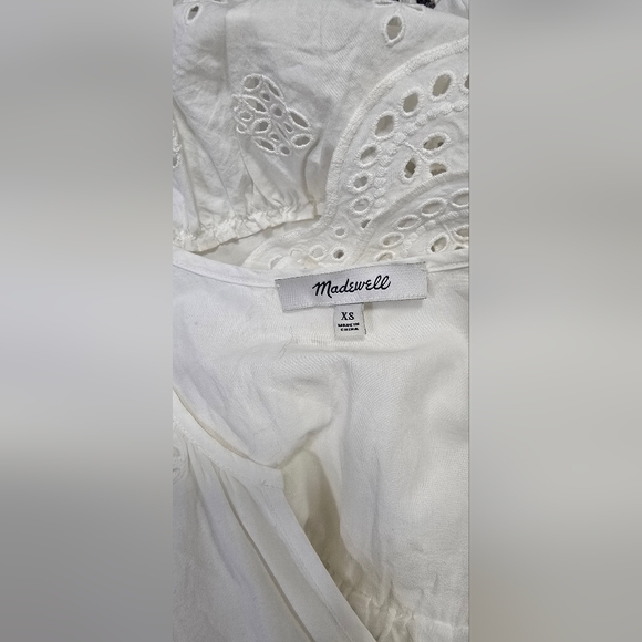 Madewell women XS white eyelet garden summer dress lined costal cowgirl boho - Picture 13 of 14